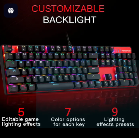 Motospeed Keyboard CK104 wired Red colour with  Brown switches