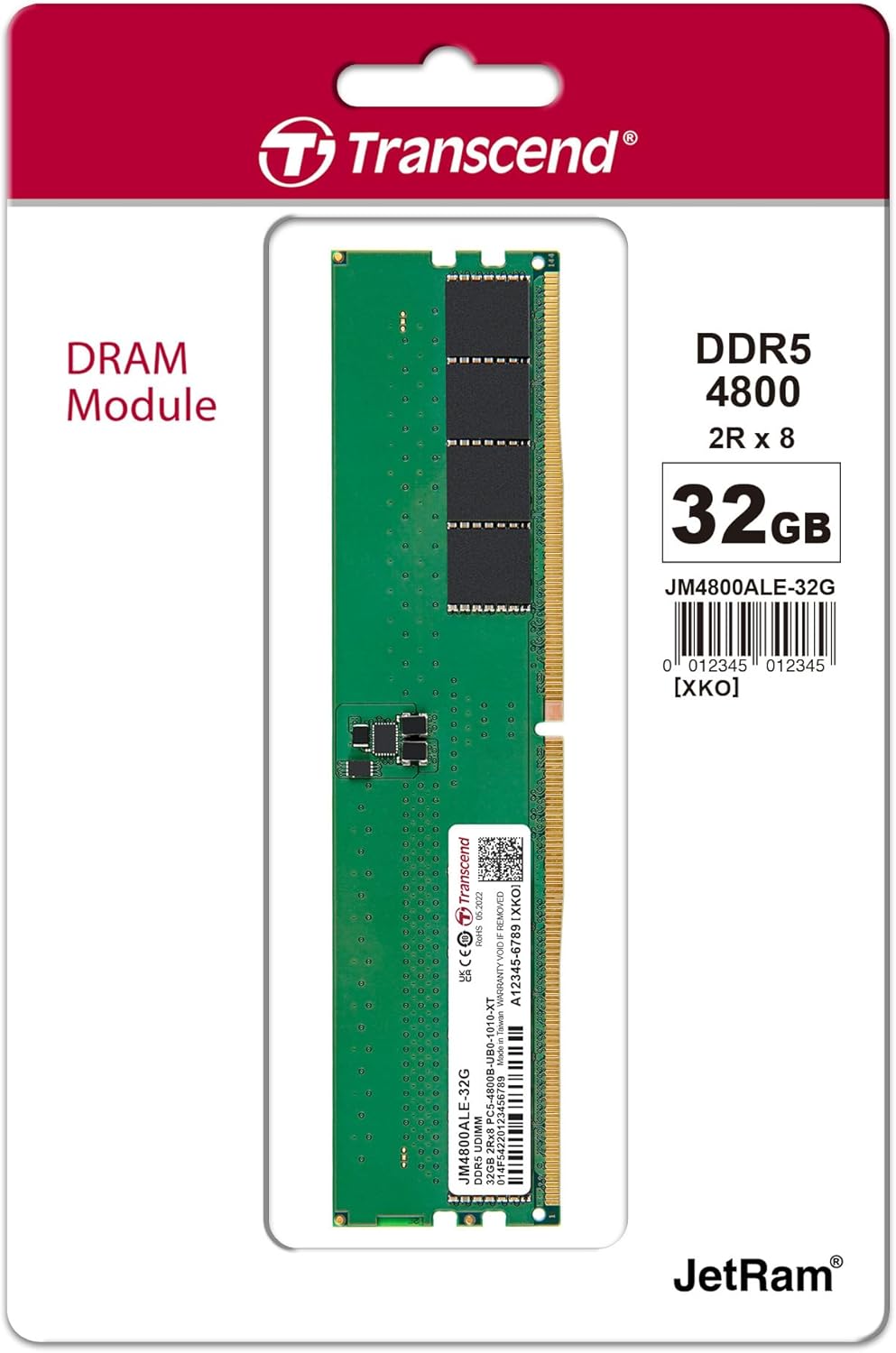 Transcend Ram Desktop 32GB (32GBx1) 4800MHZ CL40 DDR5