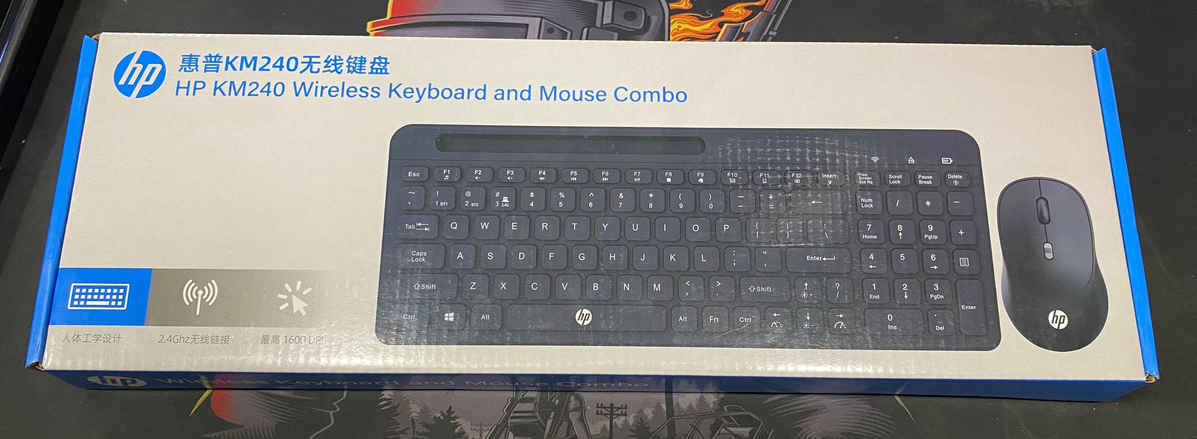 Hp Keyboard Mouse KM240 Combo Wireless Black