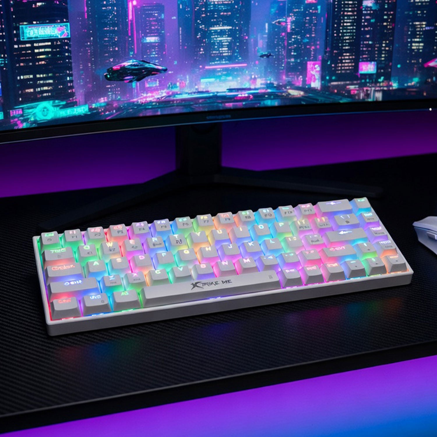 Xtrike Me Keyboard Gk-995w White 68 Keys Tri Mode Gaming Mechanical White
