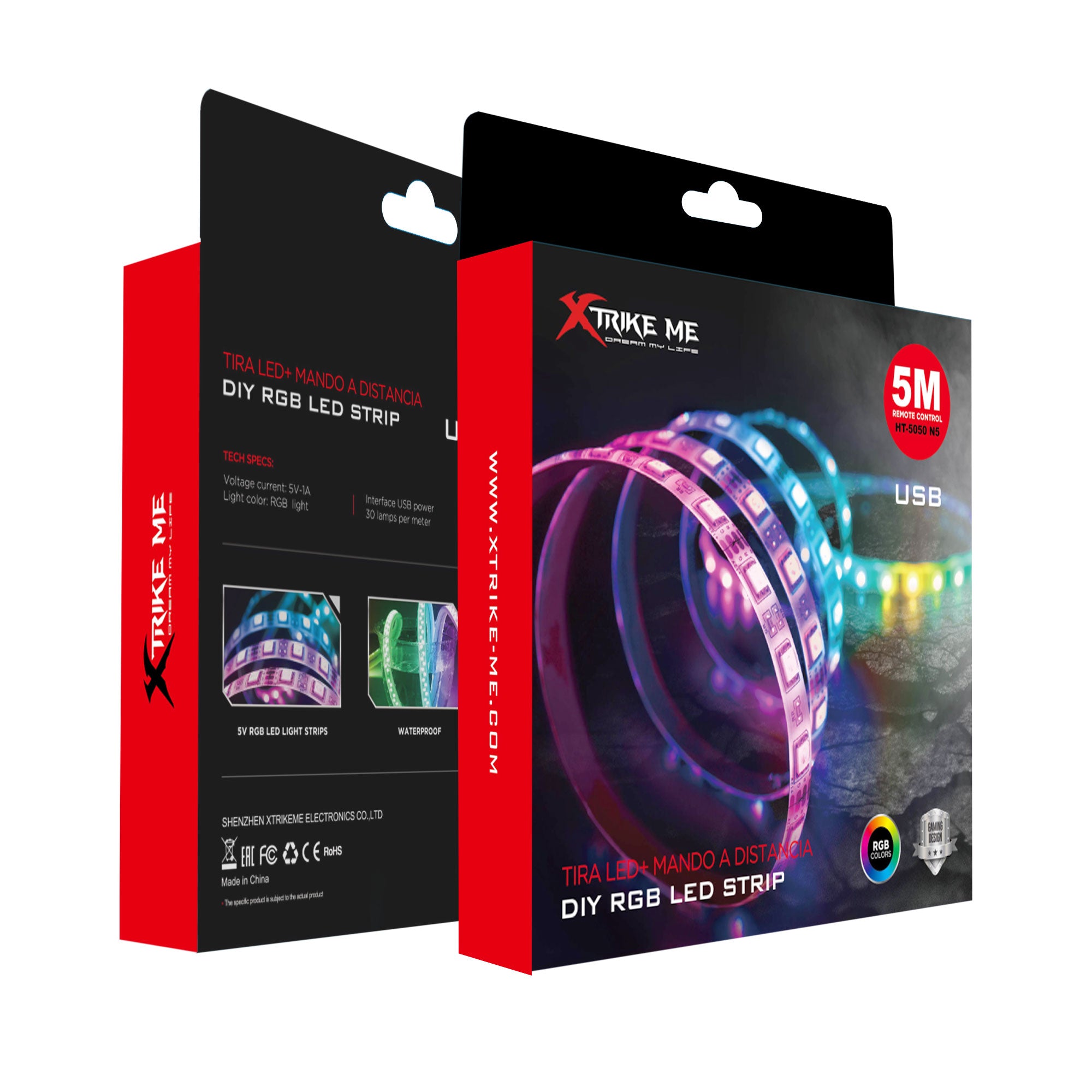 Xtrike Me Led Strip Ht-5050-b5 5 Meters Bluetooth V4.2 Rgb With App Control