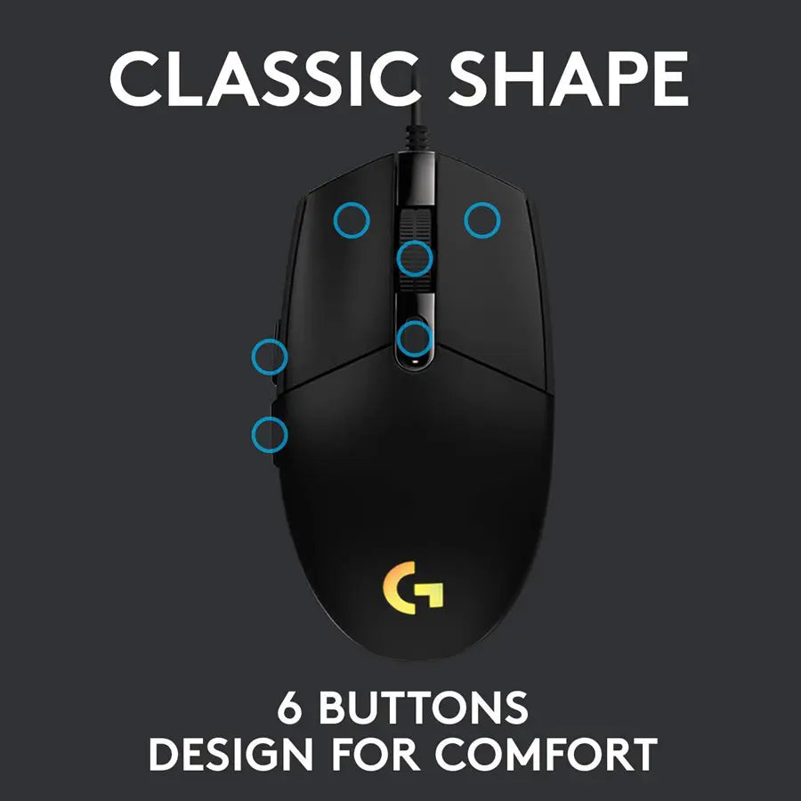 Logitech Mouse G203 Lightsync Gaming Mouse Black