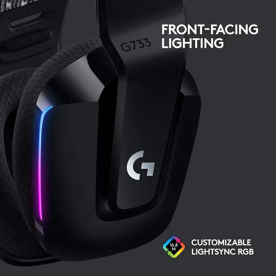 Logitech Headset G733 Wireless Headset, Detachable 6mm Mic Black (USED)