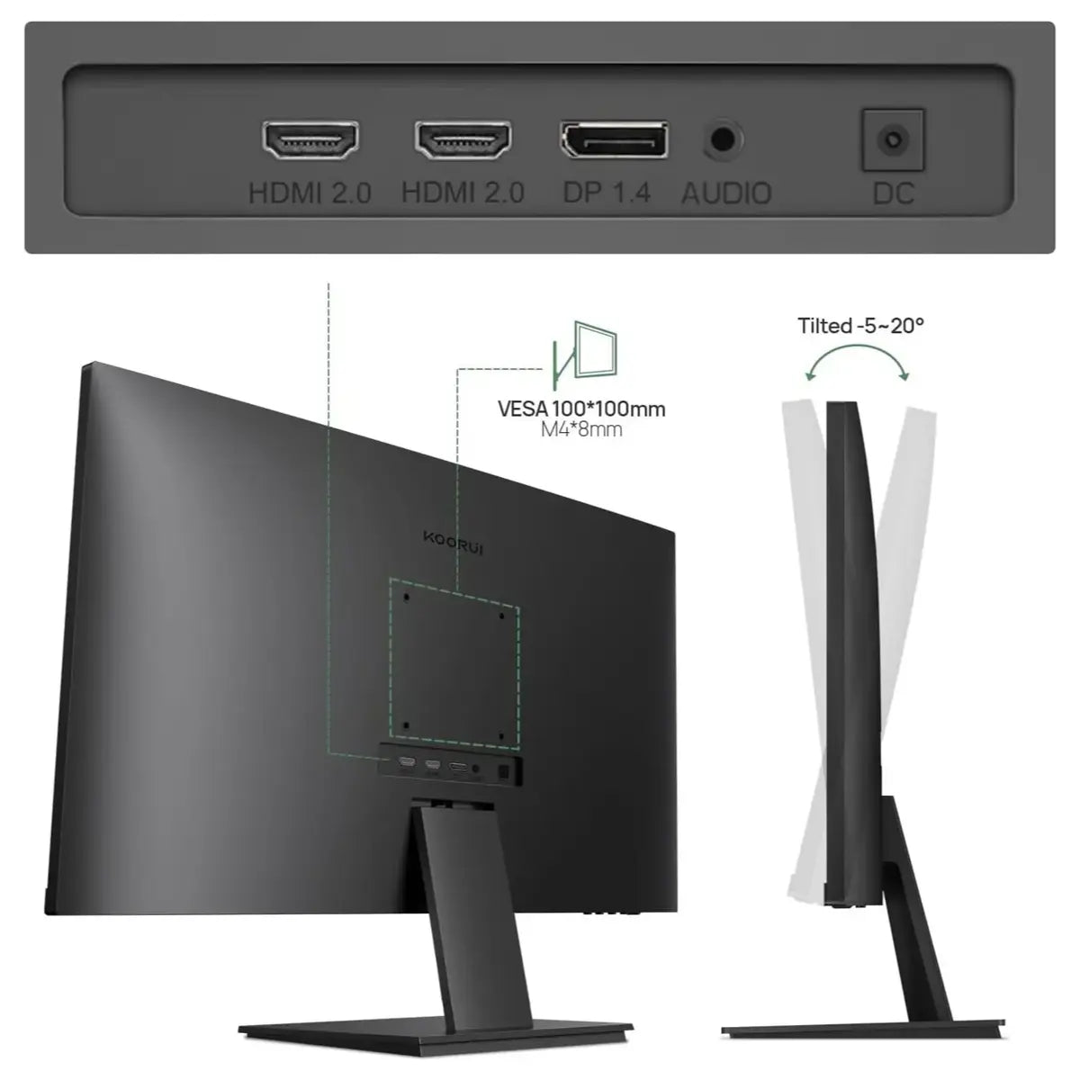 KOORUI Led Monitor N07 27 Inch 4K Monitor, UHD IPS