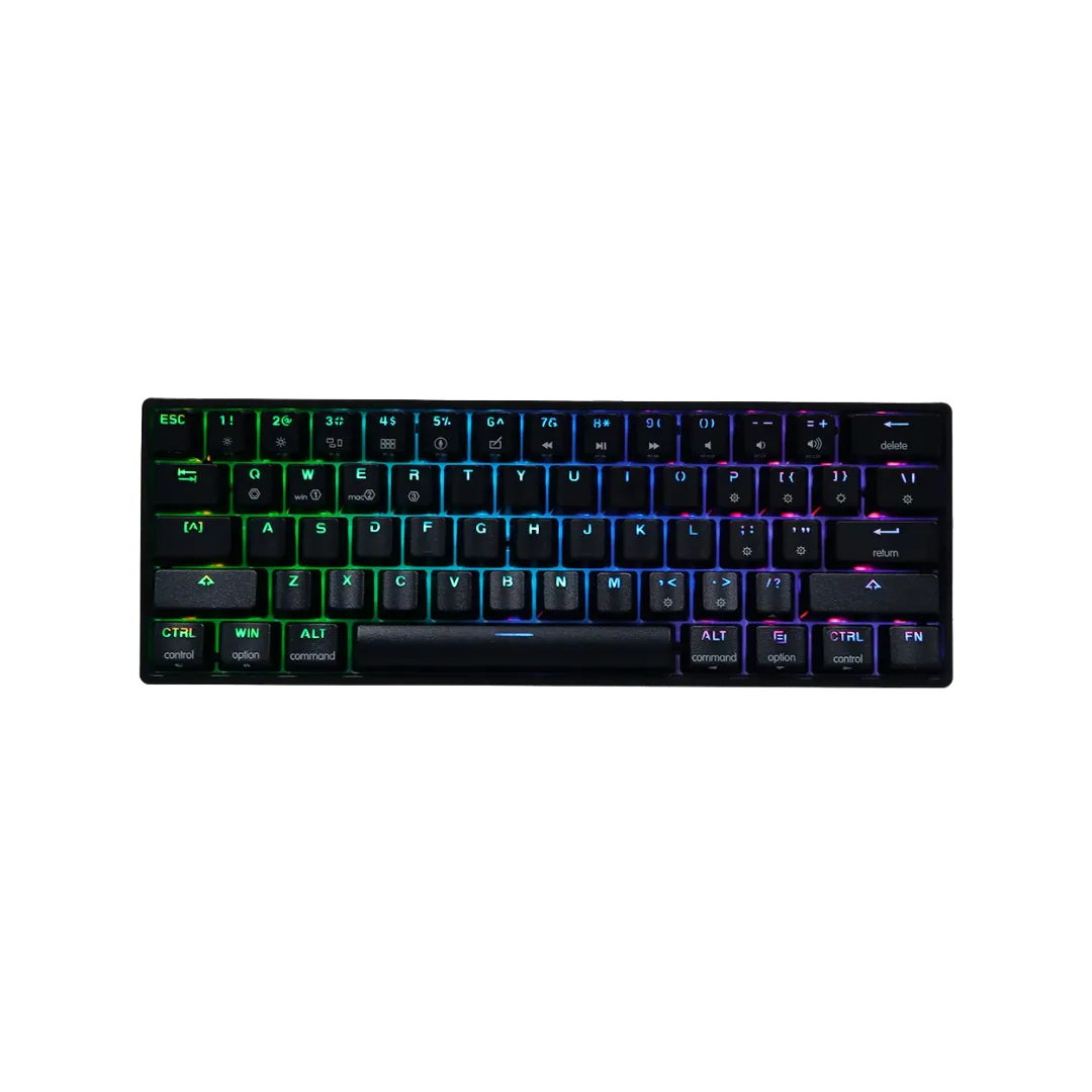 Tezarre Keyboard TK-63 Pro Mechanical Keyboard Tri-mode 60% Black
