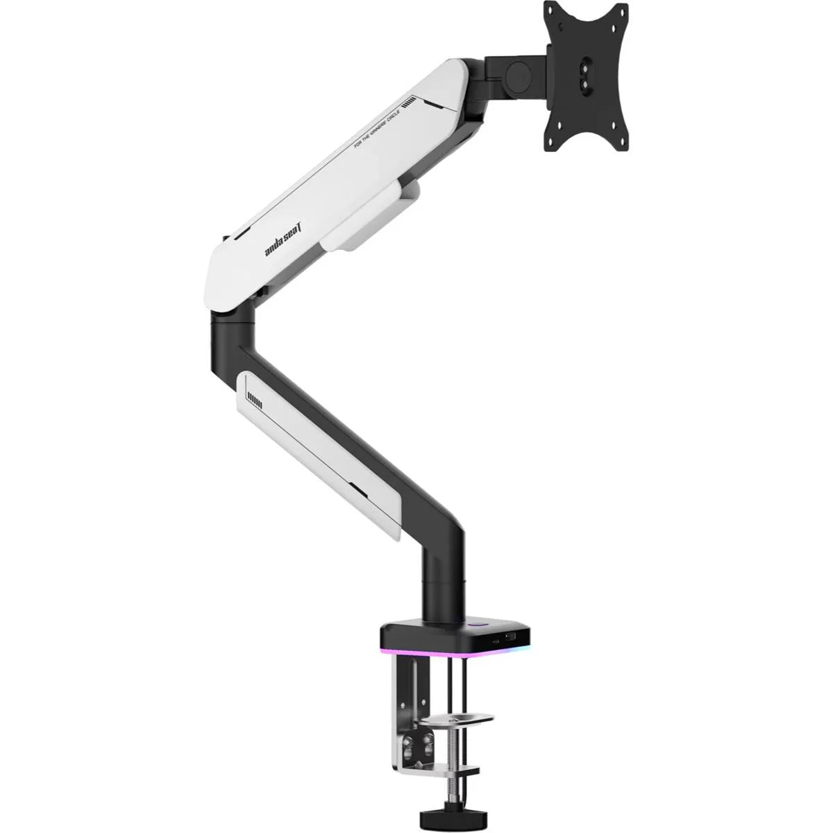 AndaSeat Led Stand Stealth Pro II RGB Ergonomic Single Monitor Arm – Black White