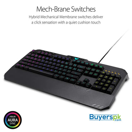ASUS TUF K5 Mechanical Membrane RGB Gaming Keyboard with Programmable Onboard Memory Media Controls and Aura Sync RGB Lighting - Keyboard