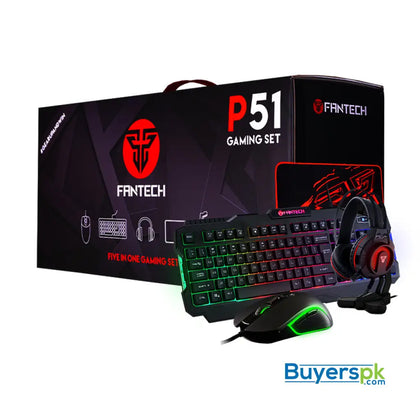 Fantech P51 Gaming Set – Wired Keyboard Mouse Headset Stand & Pad Combo - Price in Pakistan
