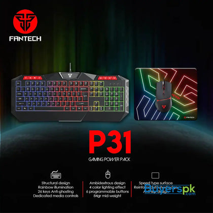 Fantech Power Pack P31 3 in 1 Keyboard Mouse and Mousepad Combo - Price Pakistan