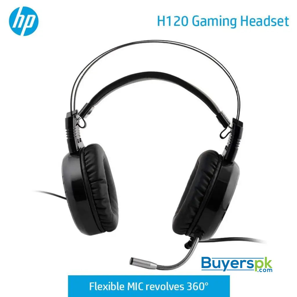 HP H120 USB 2 Pin Gaming Headset with Mic Control (Black) - Headset