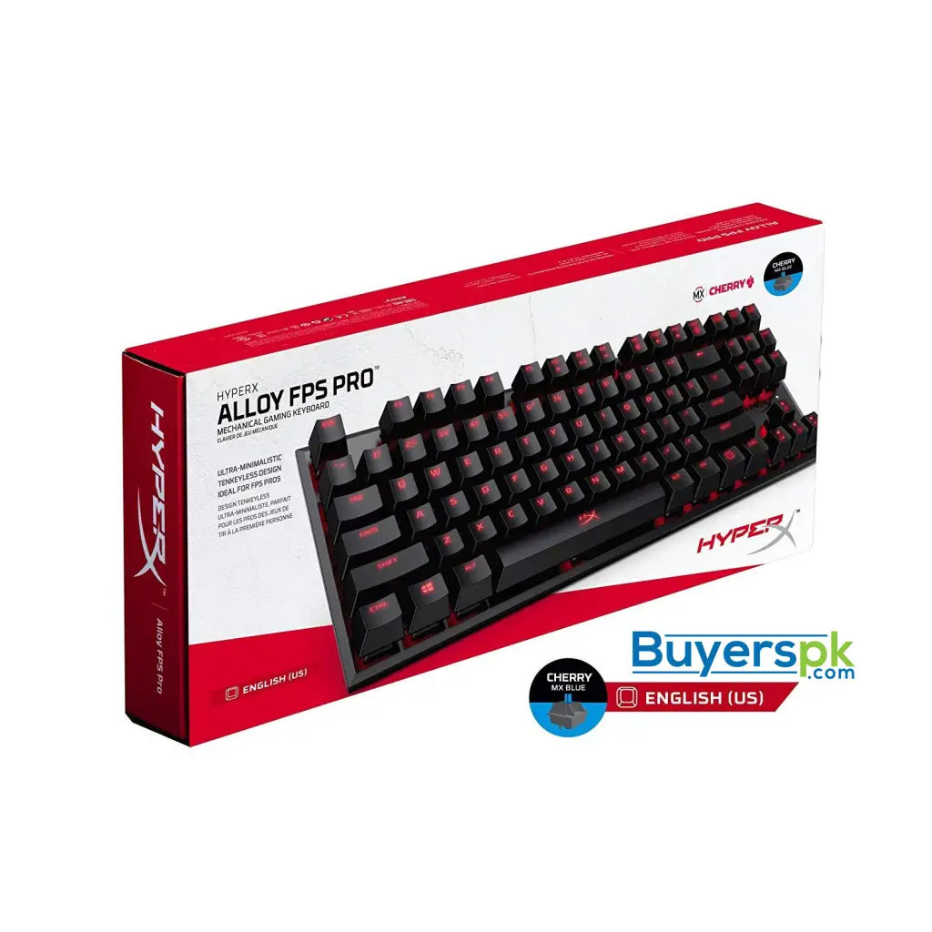 HyperX Alloy FPS Pro - Tenkeyless Mechanical Gaming Keyboard - 87-Key Ultra-Compact Form Factor - Clicky - Cherry MX Blue - Red LED Backlit