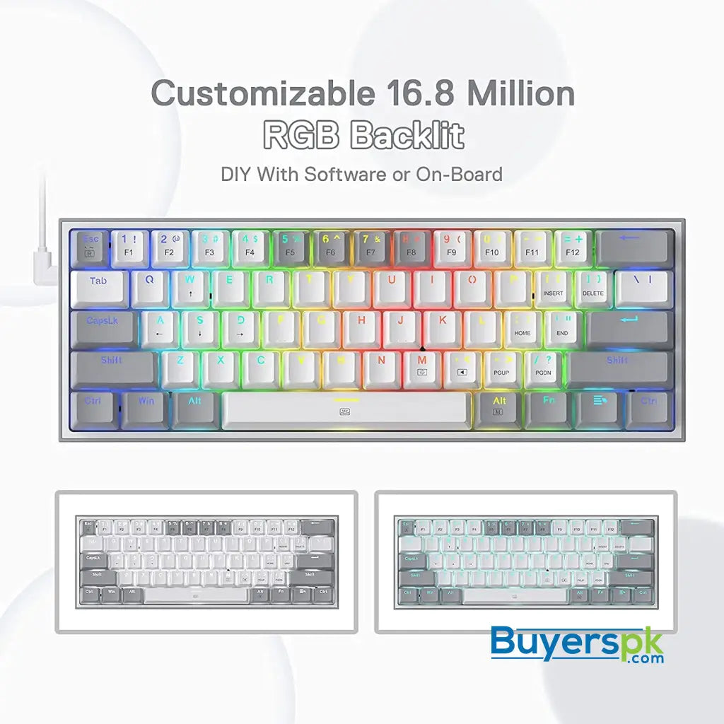 Redragon K616 Fizz 60% Wired Rgb Gaming Keyboard 61 Keys Compact Mechanical W/white and - gaming keyboard Price in Pakistan