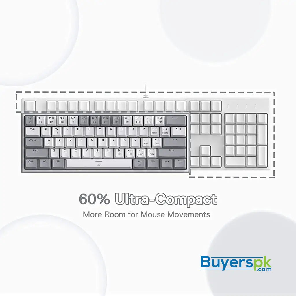 Redragon K616 Fizz 60% Wired Rgb Gaming Keyboard, 61 Keys Compact Mechanical Keyboard W/white And