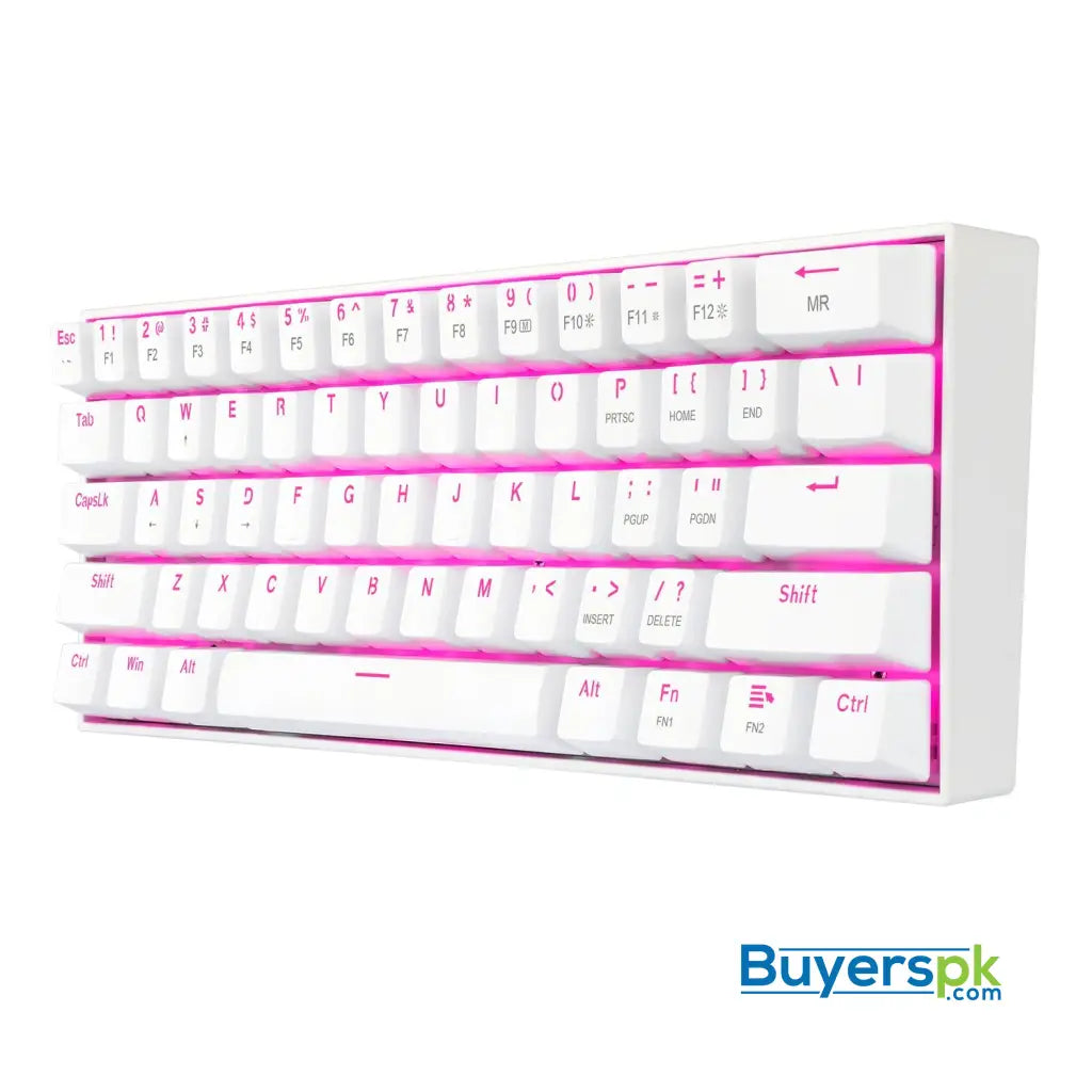 Redragon K630w Dragonborn 60% Wired Gaming Keyboard White - Pink Led Backlit