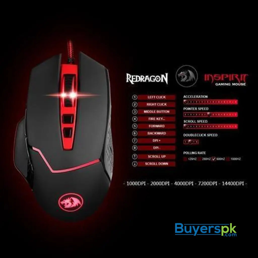 Redragon M907 Inspirit Wired Gaming Mouse - Mouse