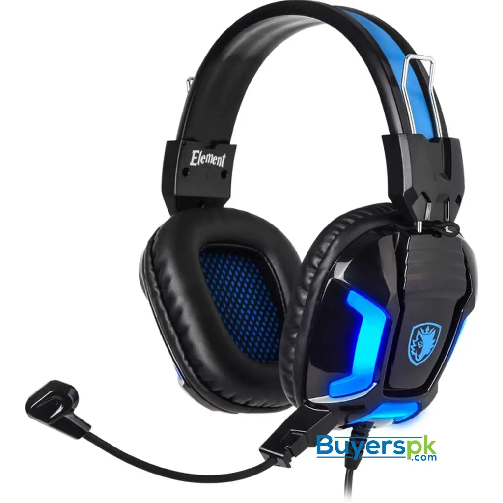 Sades Element Sa 702 Blue Gaming Headset 40mm Stereo Speakers for Excellent Sound Cool Lights on the - Price in Pakistan