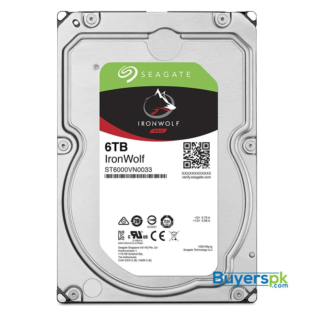Seagate IronWolf NAS 7200RPM Internal SATA Hard Drive 6TB 6Gb/s 3.5-Inch (ST6000VN0033) 3 Yrs Warranty - Hard Drive