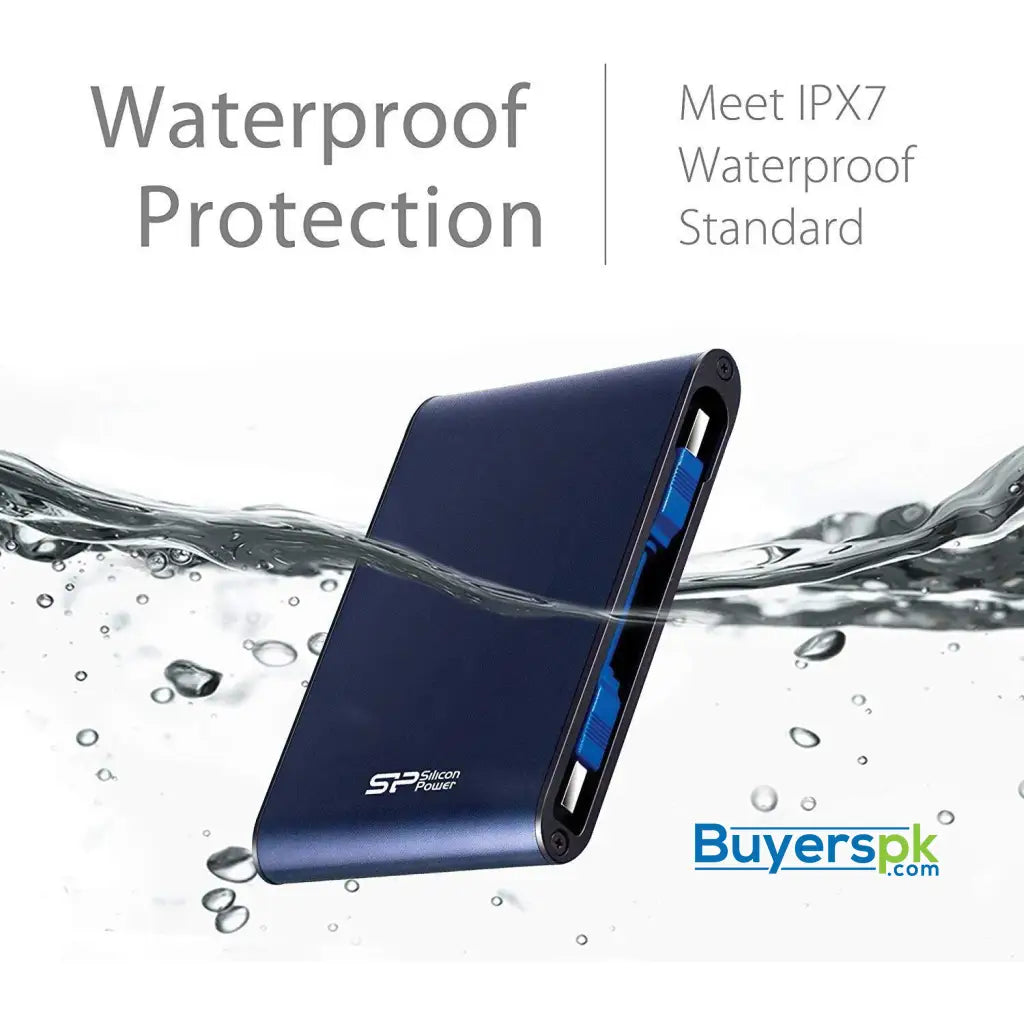 Silicon Power 1TB Rugged Portable External Hard Drive Armor A80 Waterproof USB 3.0 for PC Mac Xbox and PS4 Blue - Hard Drive