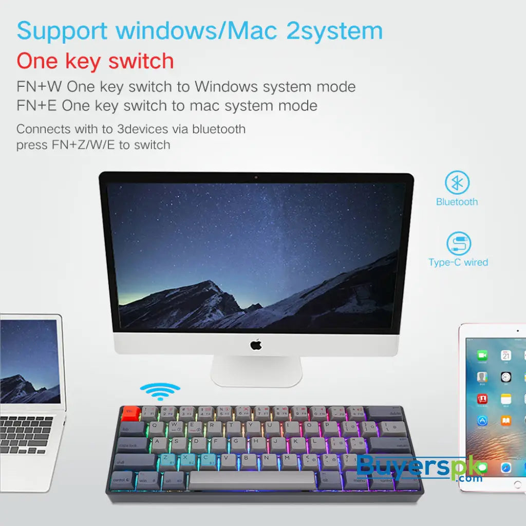 Sk61s Deep Gray (pbt Keycaps) Switches: Yellow - gaming keyboard Price in Pakistan