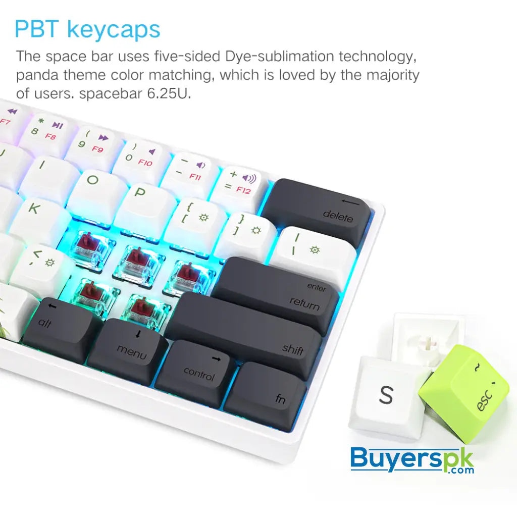 Sk61s Panda White (gk1 Keycaps) Switches: Red - gaming keyboard Price in Pakistan