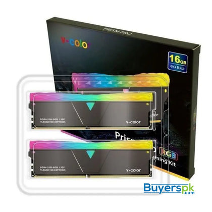V-color Prism Pro Rgb 16gb (8gbx2) Ddr4 Dram 3200mhz Memory Kit – Jet Black - RAM Price in Pakistan