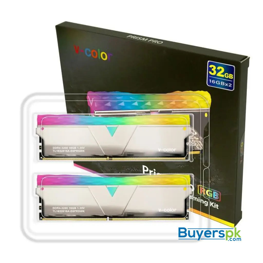 V-color Prism Pro Rgb 32gb (16gbx2) Ddr4 Dram 3200mhz Gaming Memory Ram - Silver