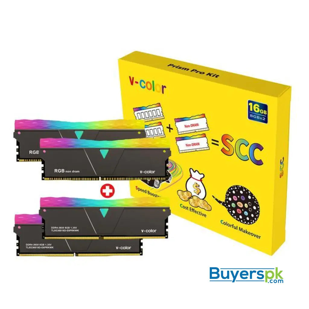 V-color Scc(2+2) Prism Pro Rgb 16gb(8gbx2)ddr4 Dram 3200mhz Gaming Memory Ram - Jet Black - RAM Price in Pakistan