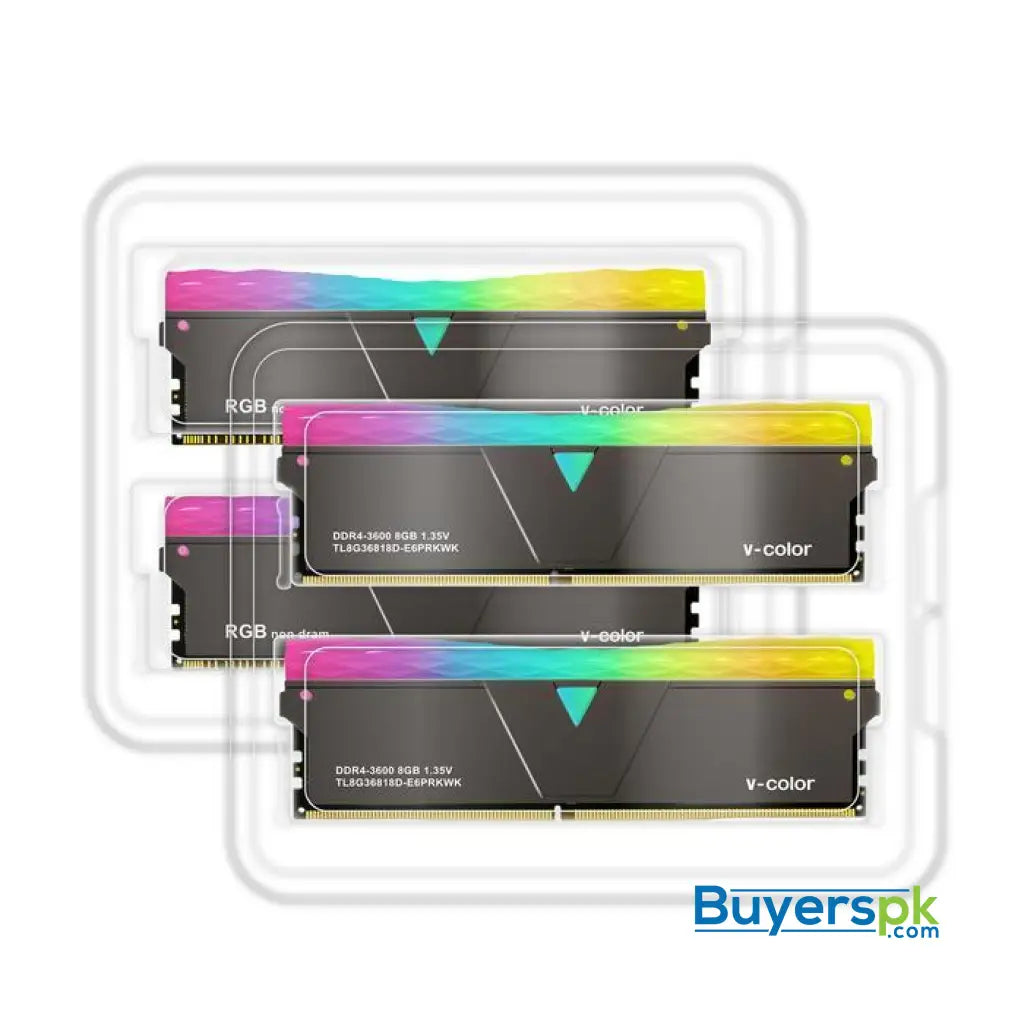 V-color Scc(2+2) Prism Pro Rgb 16gb (8gbx2) Ddr4 Dram 3600mhz Gaming Memory Ram - Black