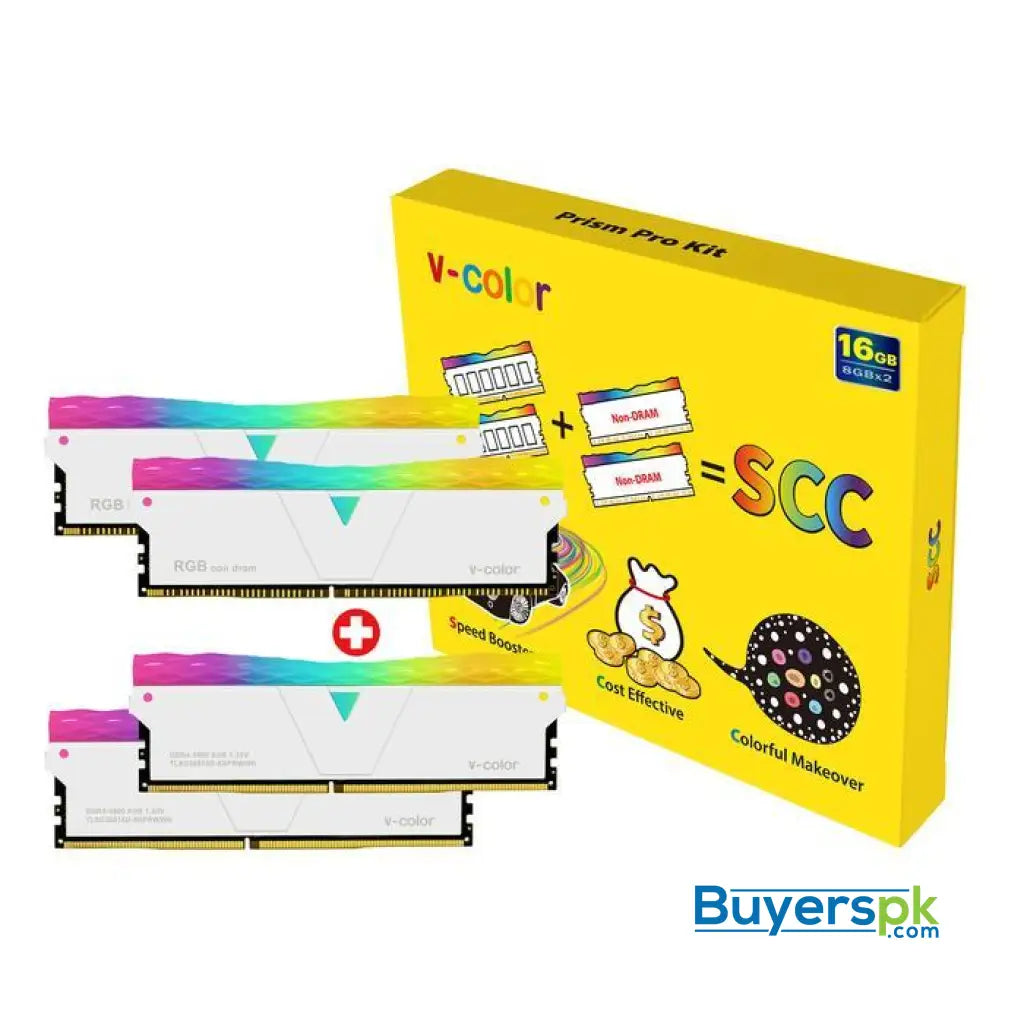 V-color Scc(2+2) Prism Pro Rgb 16gb (8gbx2) Ddr4 Dram 3600mhz Gaming Memory Ram - Glacier White - RAM Price in Pakistan