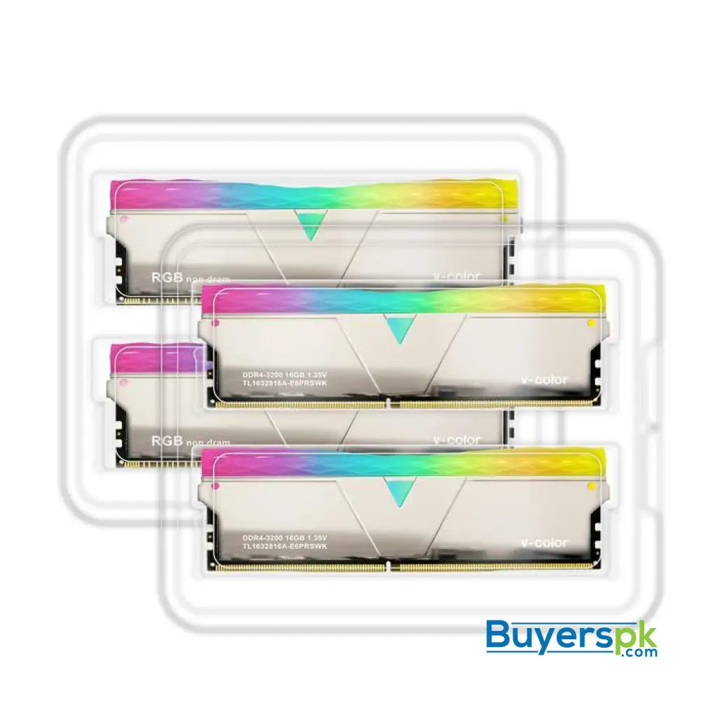 V-color Scc(2+2) Prism Pro Rgb 32gb (16gbx2) Ddr4 Dram 3200mhz Gaming Memory Ram - Silver - RAM Price in Pakistan