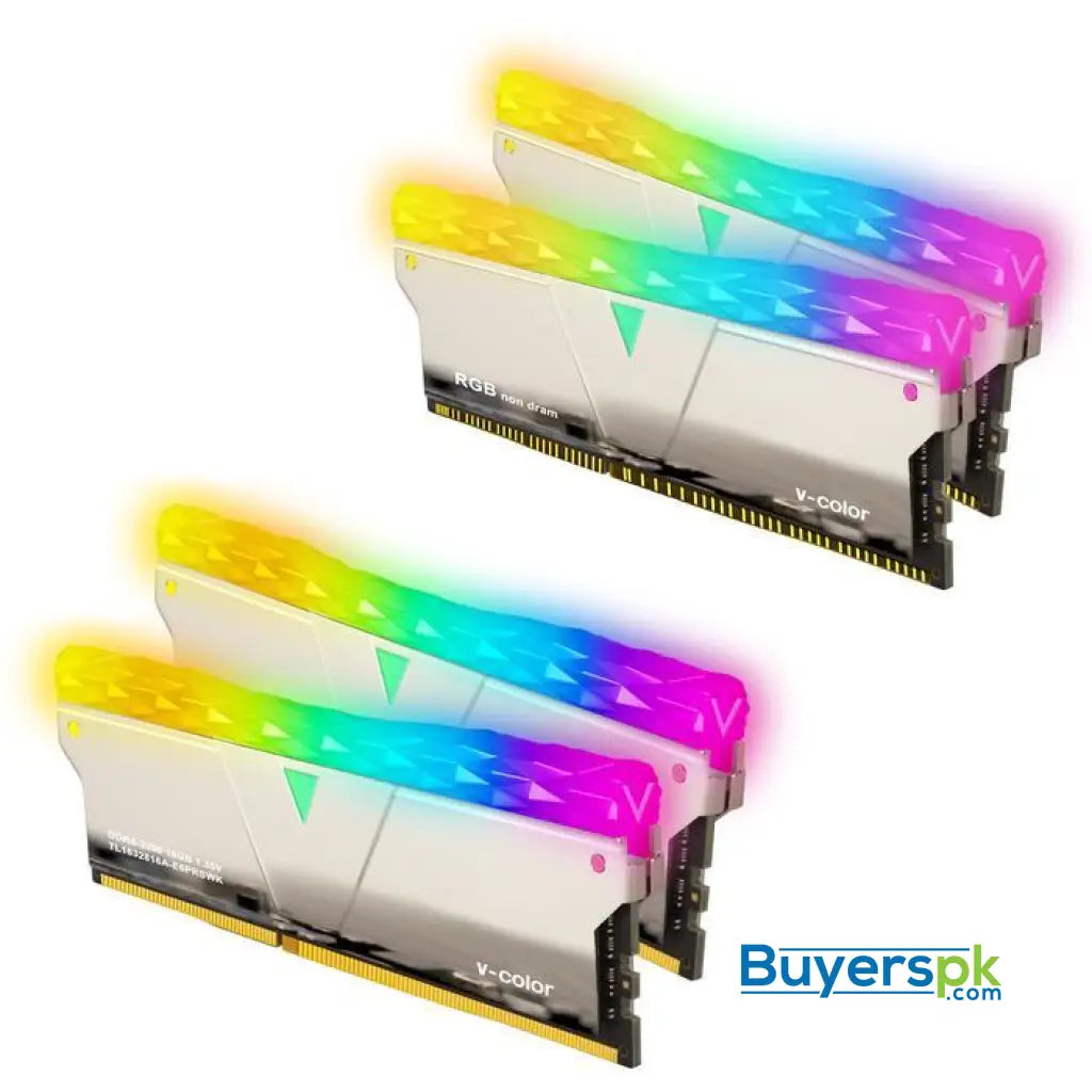 V-color Scc(2+2) Prism Pro Rgb 32gb (16gbx2) Ddr4 Dram 3200mhz Gaming Memory Ram - Silver - RAM Price in Pakistan