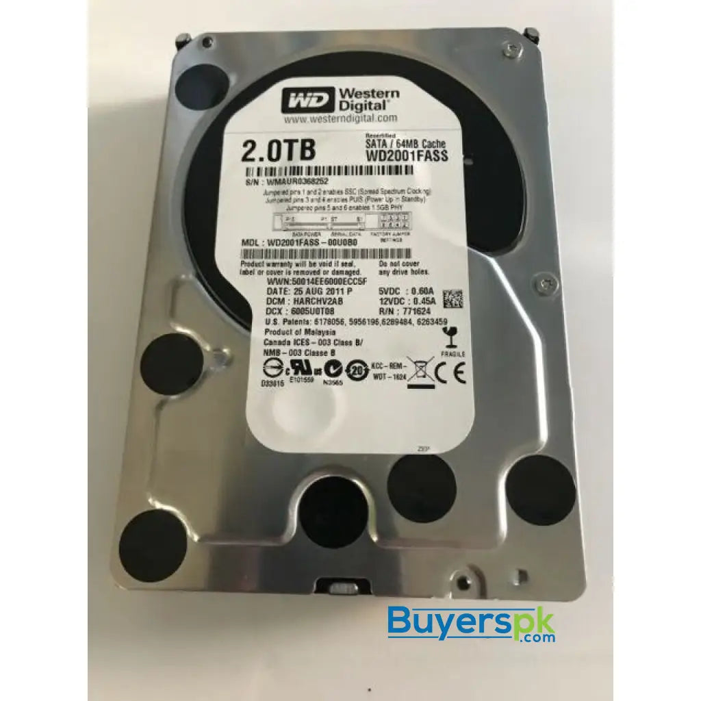 Wd Hdd Hard Disk Drive 2tb Caviar Black used Wd2001fass - Price in Pakistan