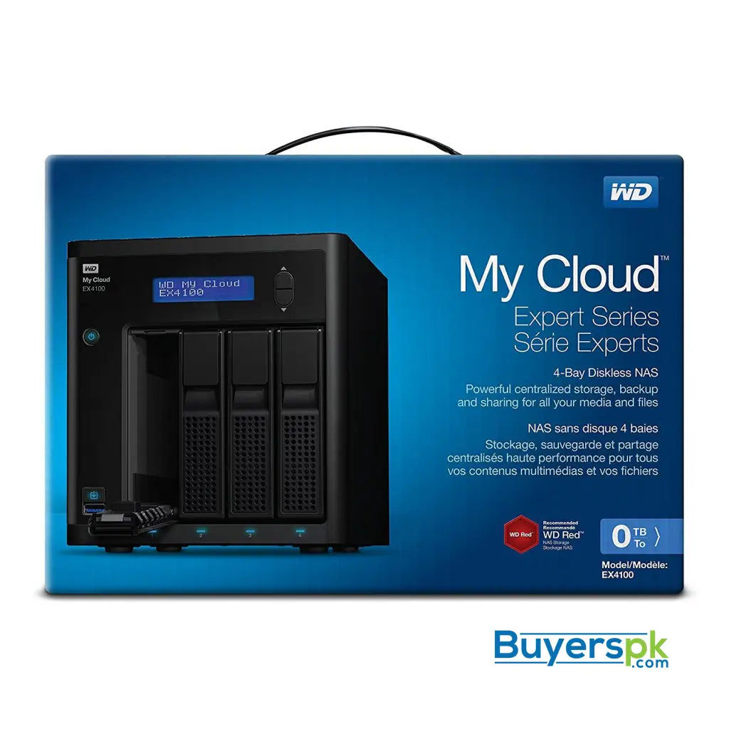 WD My Cloud EX4100 Diskless Expert Series 4-Bay Network Attached Storage - NAS - 4 BAY NAS WD - WDBWZE0000NBK-NESN 1 Yr Warranty - Hard